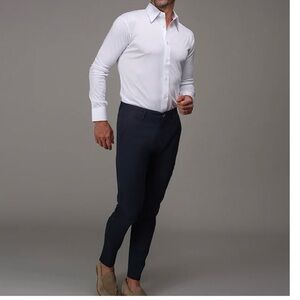 NWOT Collars and Co CEO Blue Chino Classic Pocket Cotton Stretch Pant 34 x 32